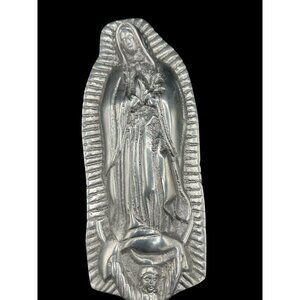 Mexican Lady of the Guadalupe, Virgin de Guadalupe Pewter Hanging 8 x 3 in Handm